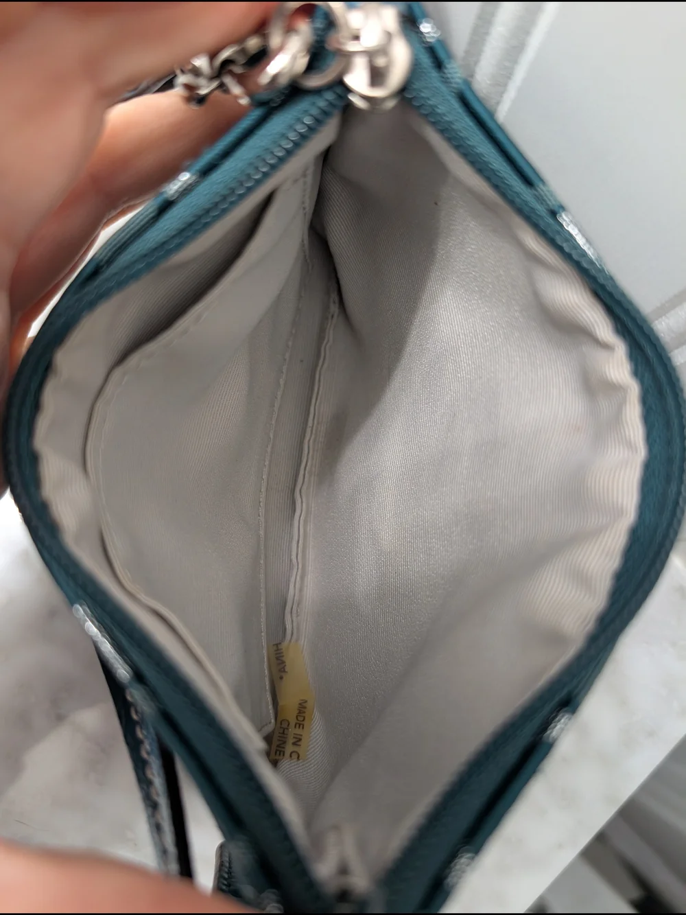 Coach Teal Signature Wristlet with Metallic Accents